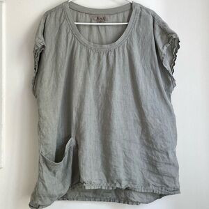 Flax sage green linen pocket tee